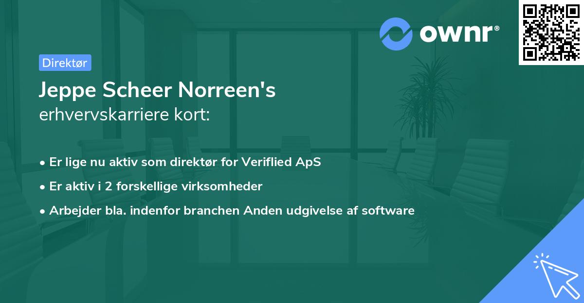 Jeppe Scheer Norreen's erhvervskarriere kort
