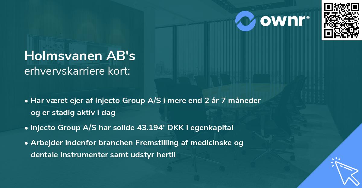 Holmsvanen AB's erhvervskarriere kort