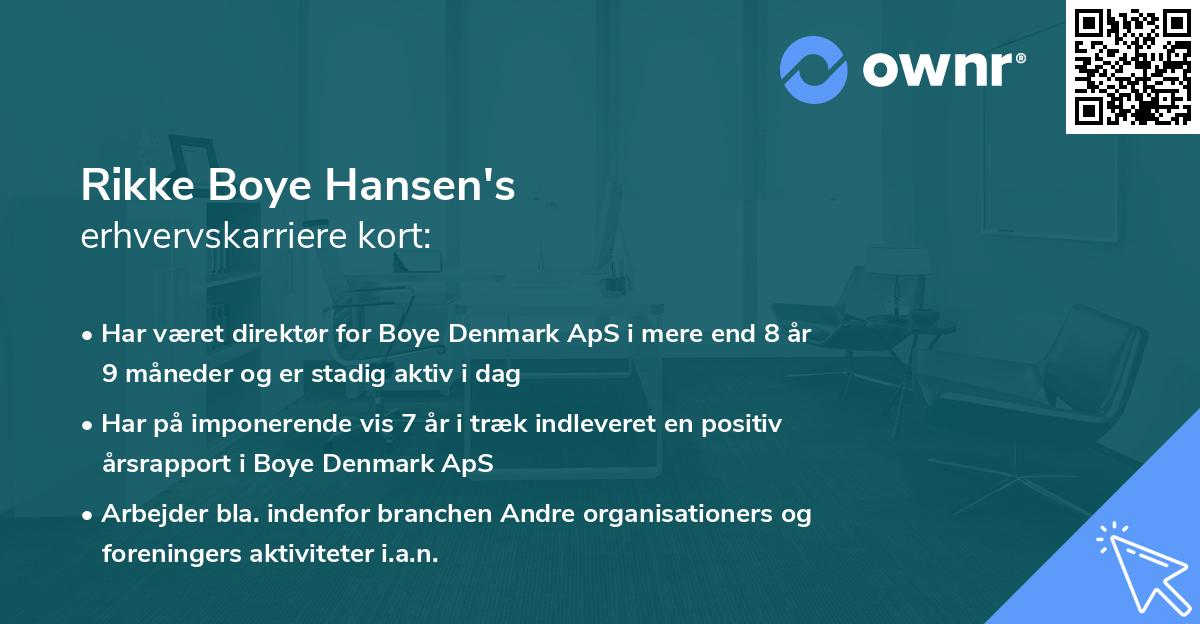 Rikke Boye Hansen's erhvervskarriere kort