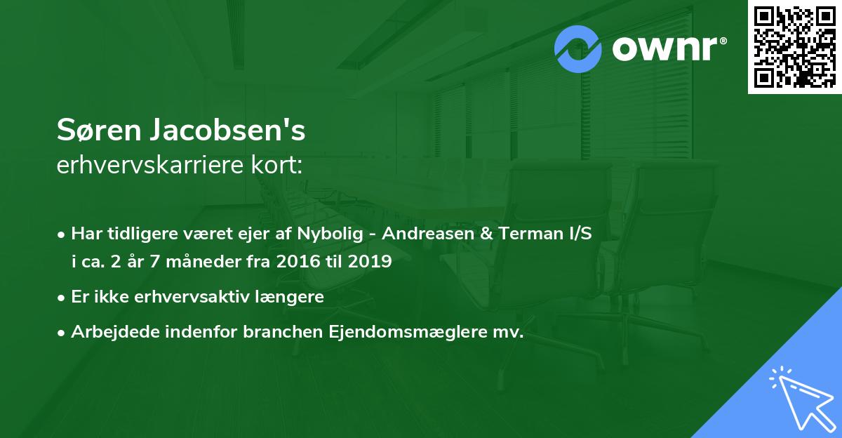 Søren Jacobsen's erhvervskarriere kort