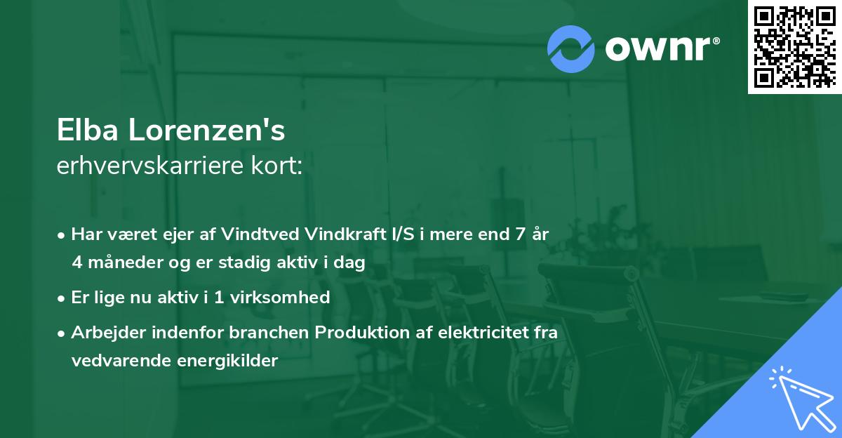 Elba Lorenzen's erhvervskarriere kort