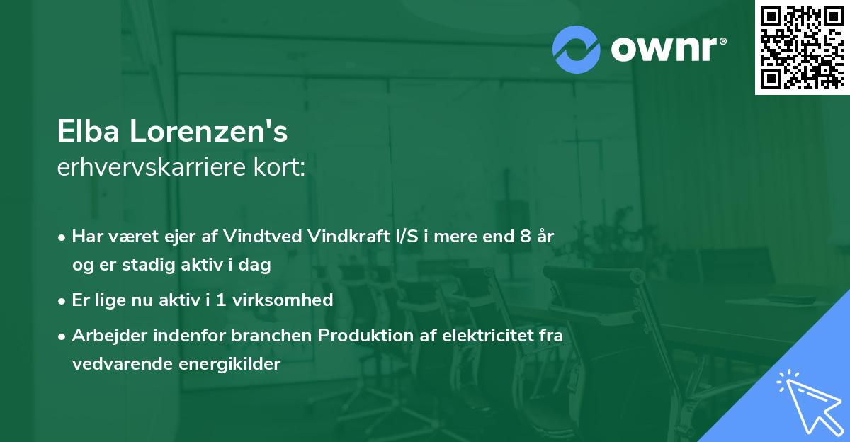Elba Lorenzen's erhvervskarriere kort