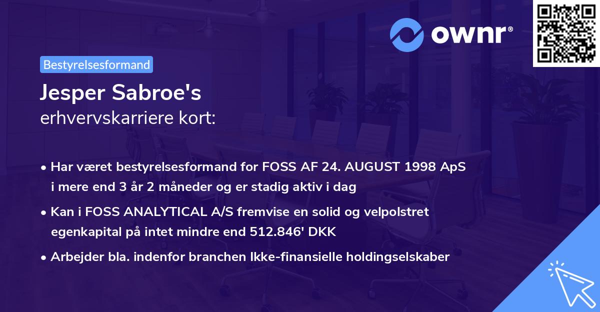 Jesper Sabroe's erhvervskarriere kort