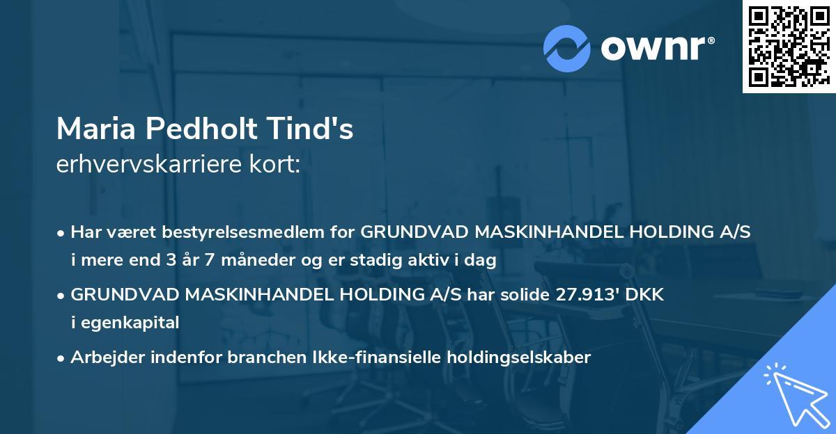 Maria Pedholt Tind's erhvervskarriere kort