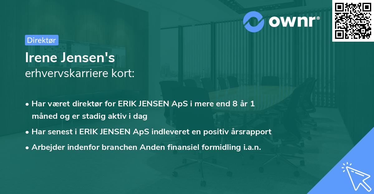 Irene Jensen's erhvervskarriere kort