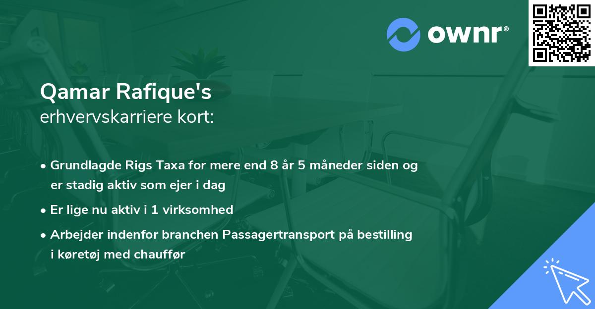 Qamar Rafique's erhvervskarriere kort
