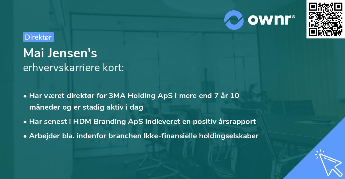 Mai Jensen's erhvervskarriere kort