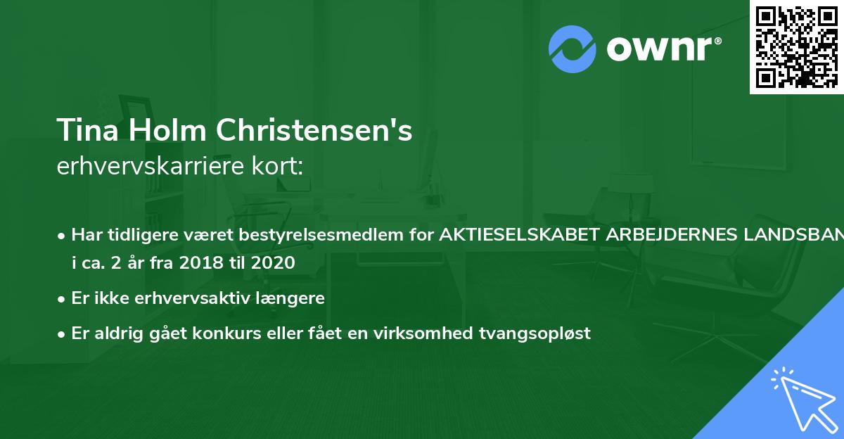 Tina Holm Christensen's erhvervskarriere kort