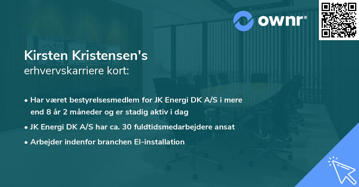 Kirsten Kristensen's erhvervskarriere kort