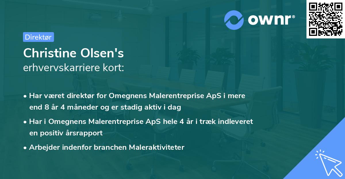 Christine Olsen's erhvervskarriere kort