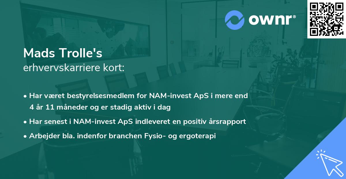 Mads Trolle's erhvervskarriere kort