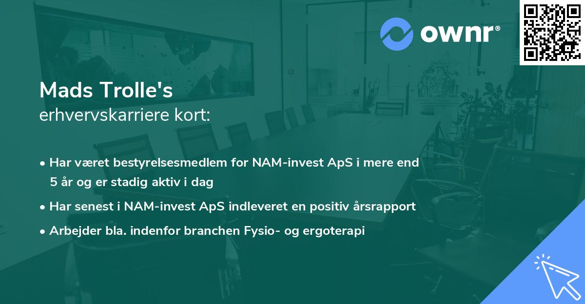 Mads Trolle's erhvervskarriere kort