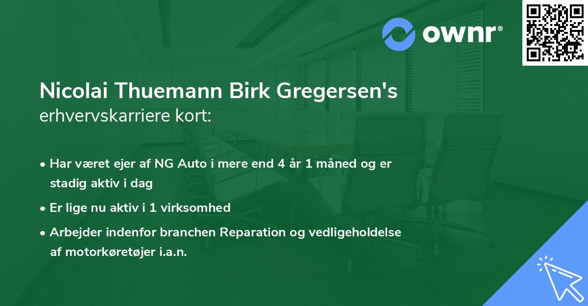 Nicolai Thuemann Birk Gregersen's erhvervskarriere kort