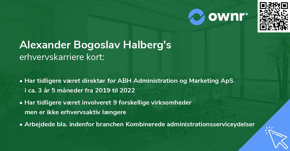 Alexander Bogoslav Halberg's erhvervskarriere kort