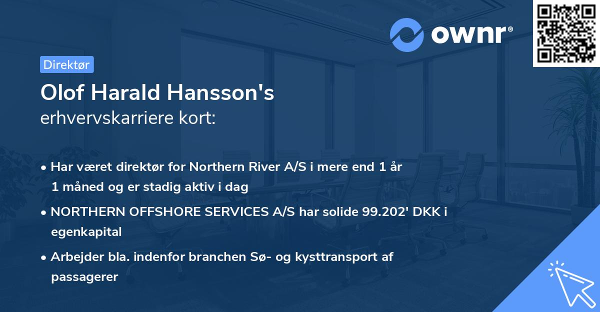 Olof Harald Hansson's erhvervskarriere kort