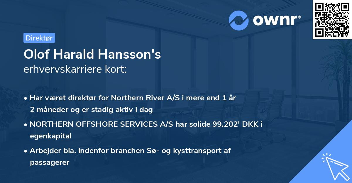 Olof Harald Hansson's erhvervskarriere kort