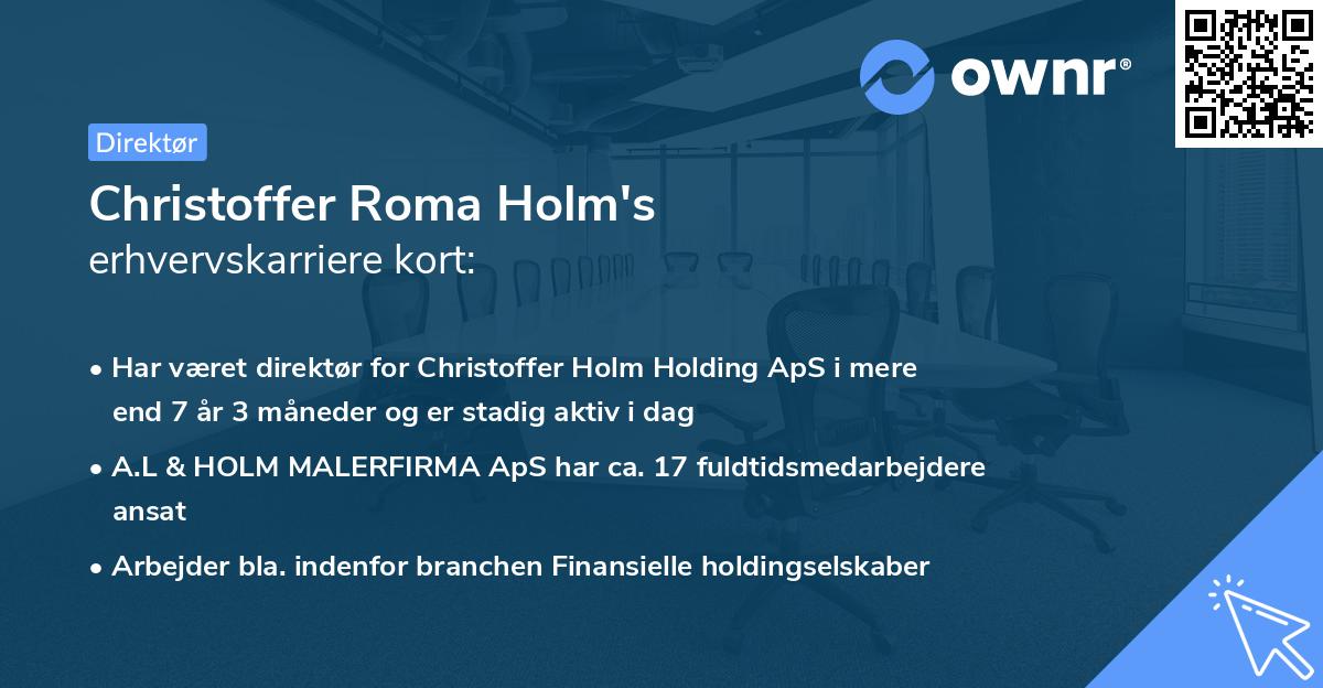Christoffer Roma Holm's erhvervskarriere kort