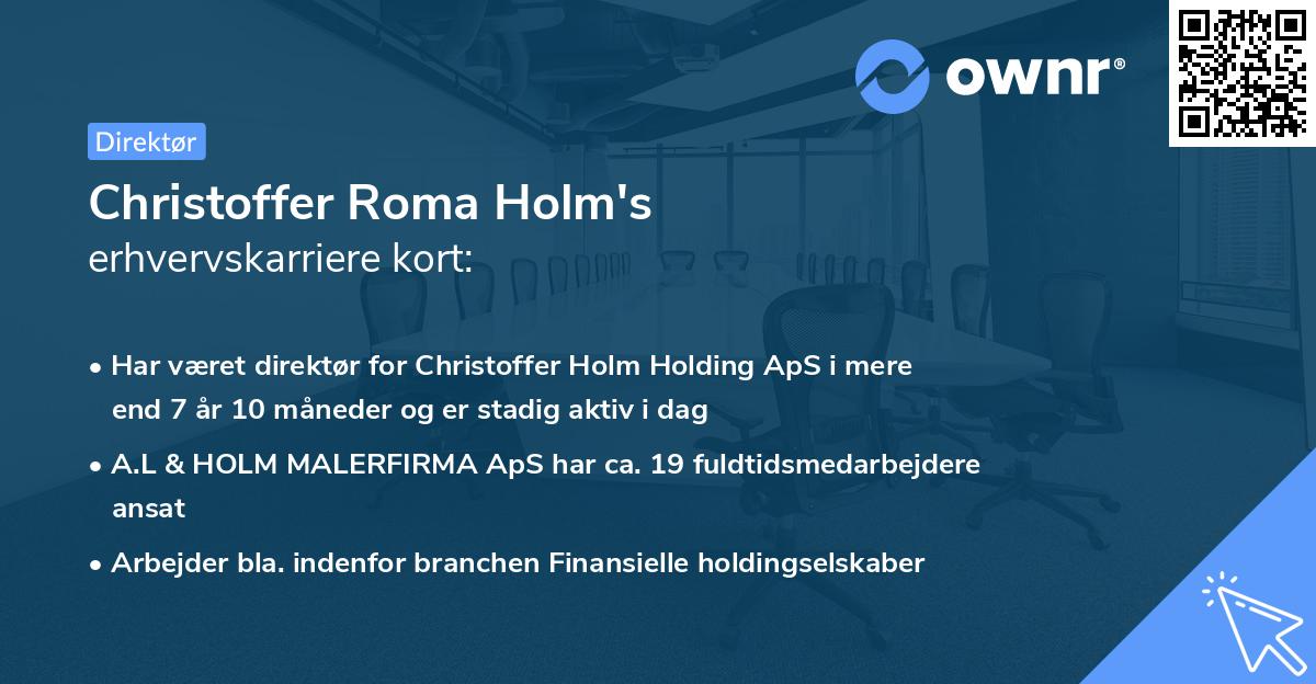 Christoffer Roma Holm's erhvervskarriere kort