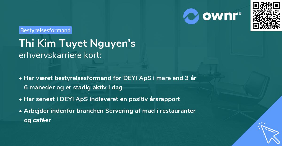 Thi Kim Tuyet Nguyen's erhvervskarriere kort