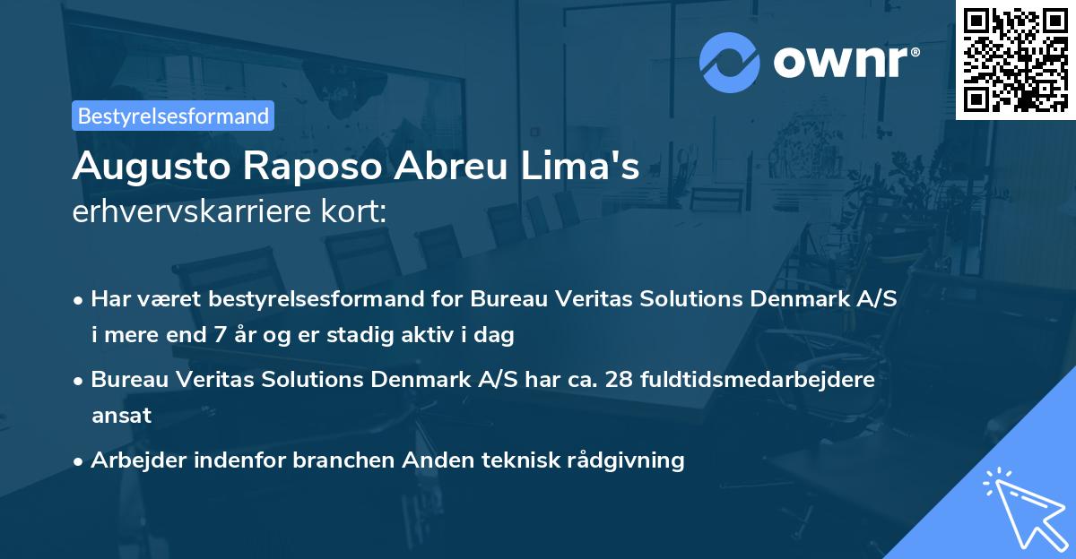 Augusto Raposo Abreu Lima's erhvervskarriere kort