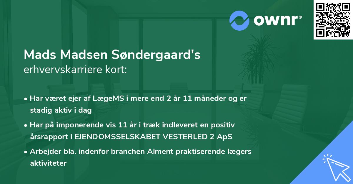 Mads Madsen Søndergaard's erhvervskarriere kort
