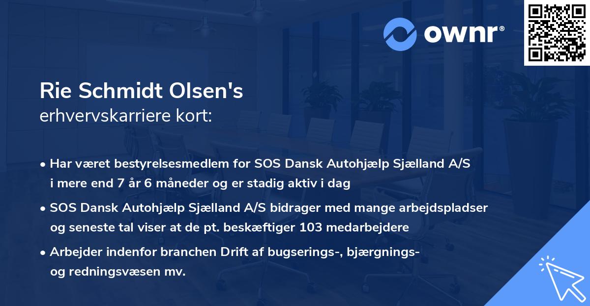 Rie Schmidt Olsen's erhvervskarriere kort