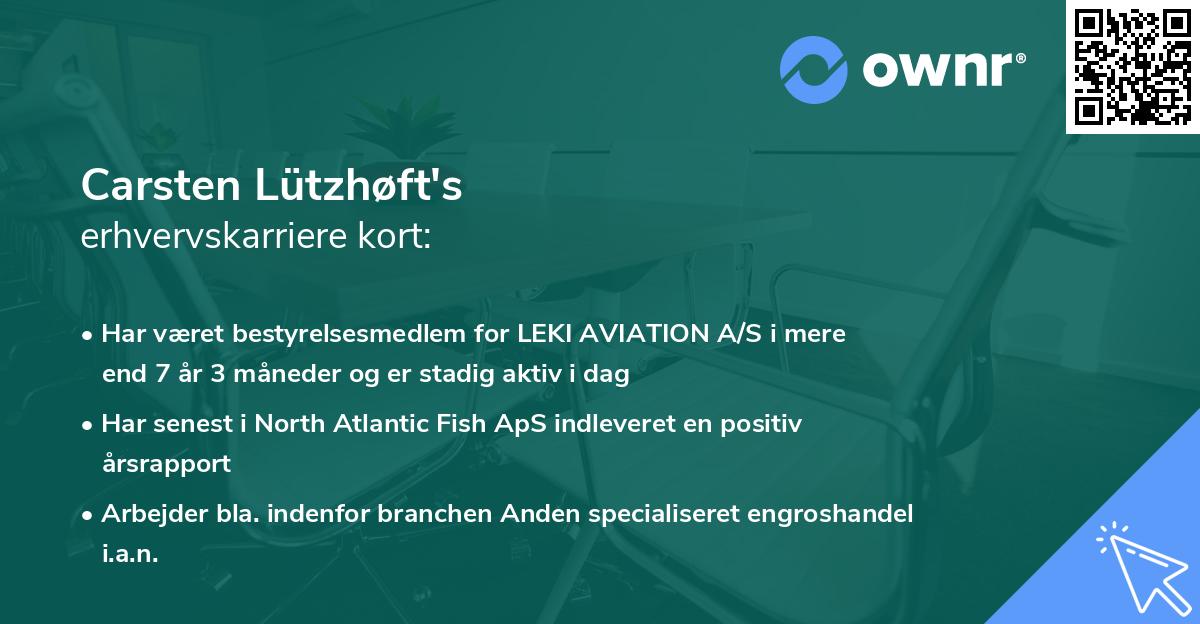 Carsten Lützhøft's erhvervskarriere kort