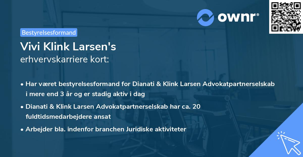 Vivi Klink Larsen's erhvervskarriere kort