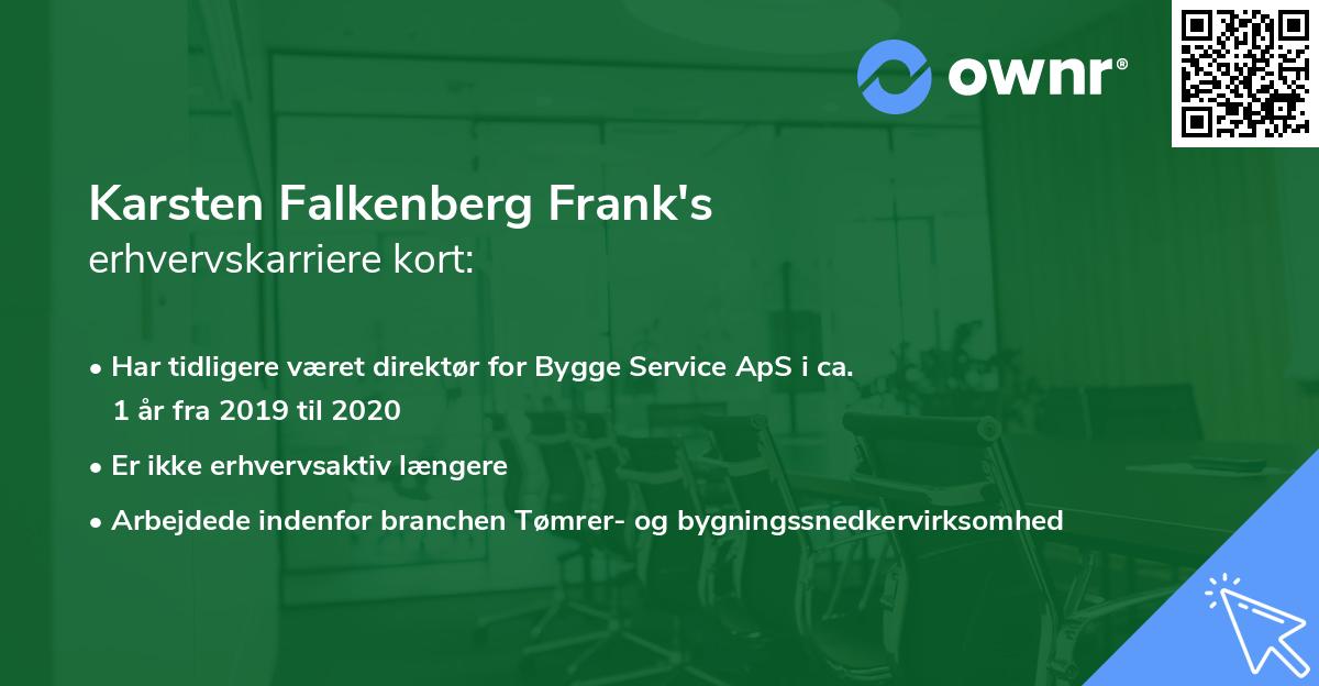 Karsten Falkenberg Frank's erhvervskarriere kort