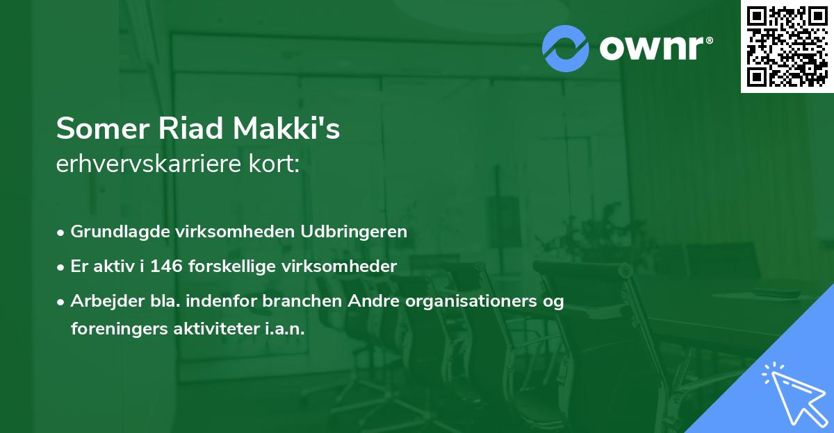 Somer Riad Makki's erhvervskarriere kort