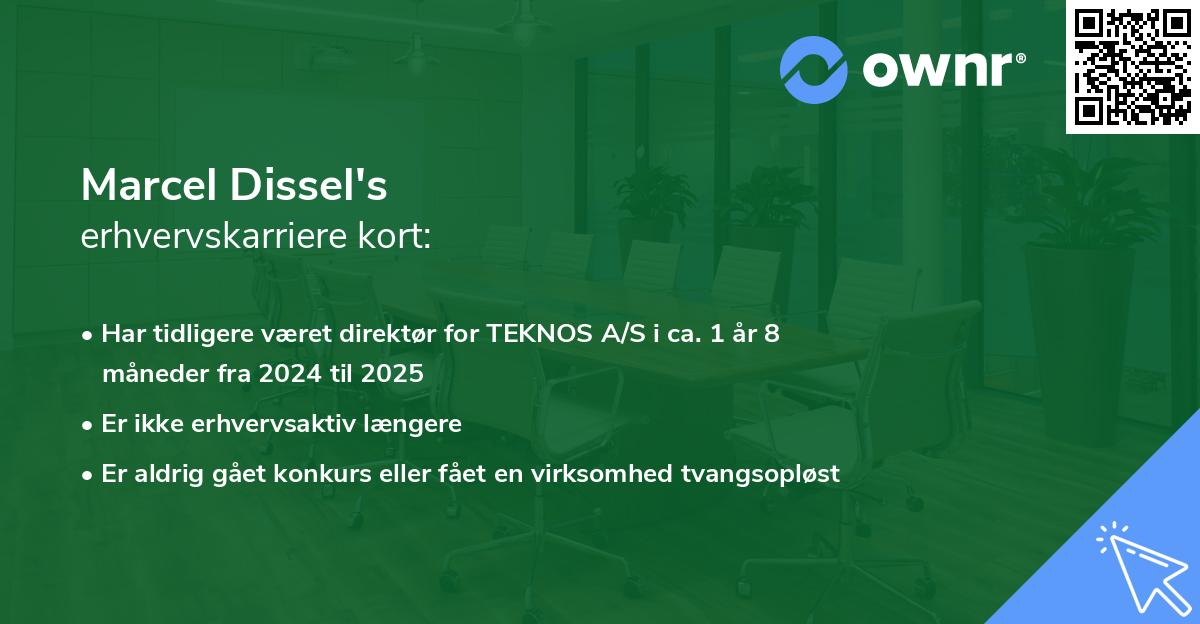 Marcel Dissel's erhvervskarriere kort