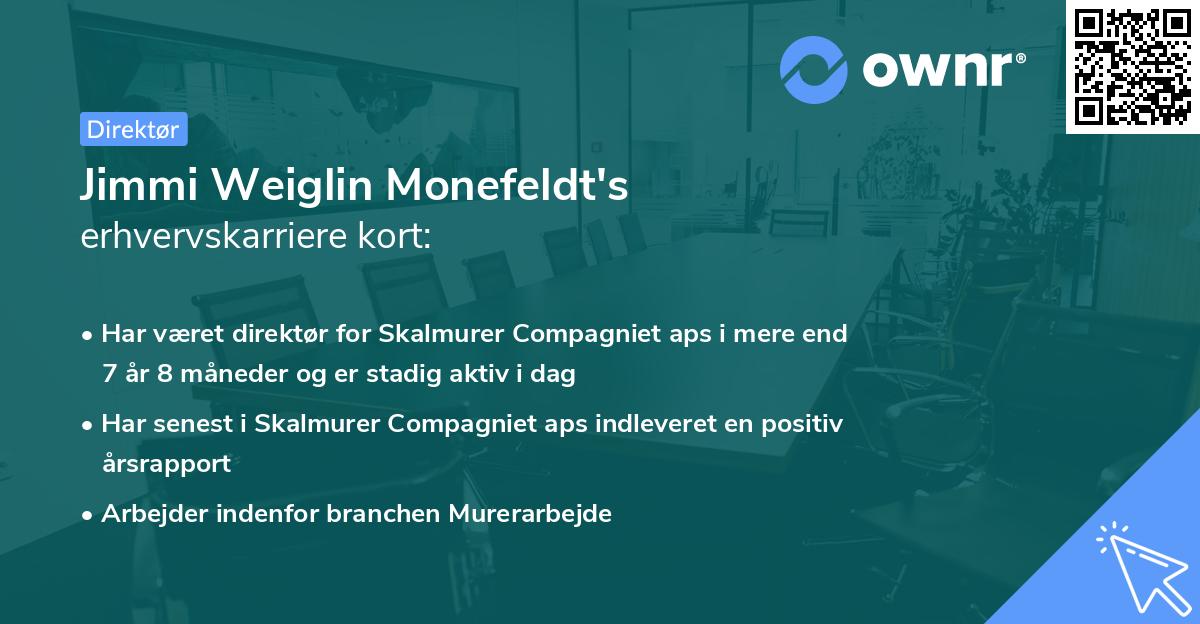 Jimmi Weiglin Monefeldt's erhvervskarriere kort
