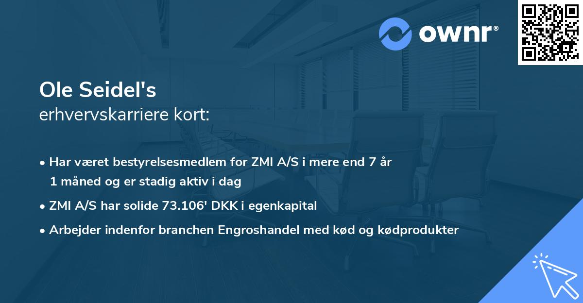 Ole Seidel's erhvervskarriere kort