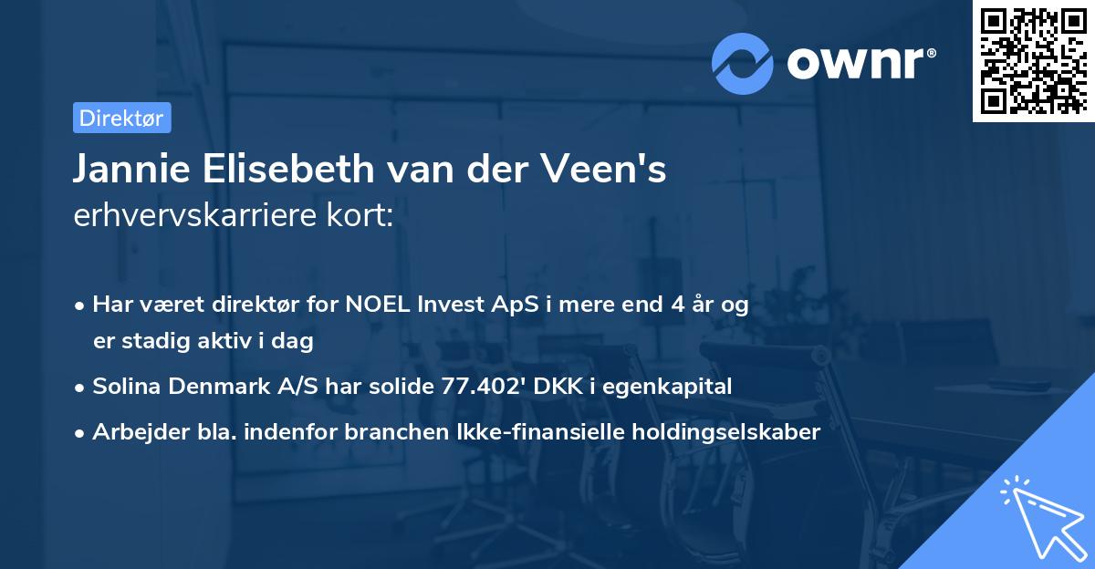 Jannie Elisebeth van der Veen's erhvervskarriere kort
