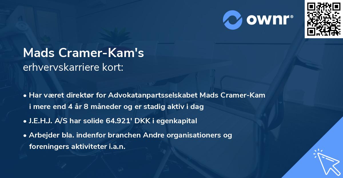 Mads Cramer-Kam's erhvervskarriere kort