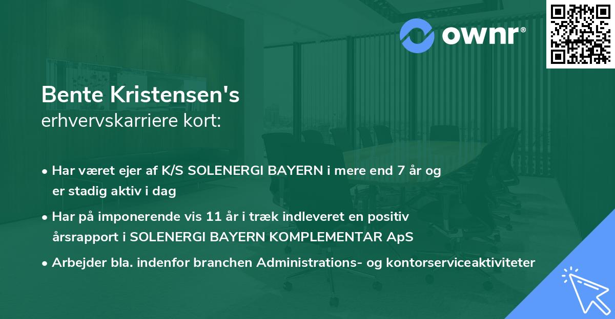 Bente Kristensen's erhvervskarriere kort