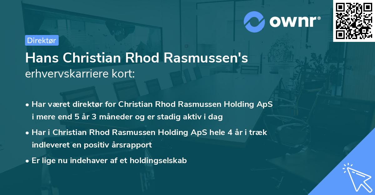Hans Christian Rhod Rasmussen's erhvervskarriere kort