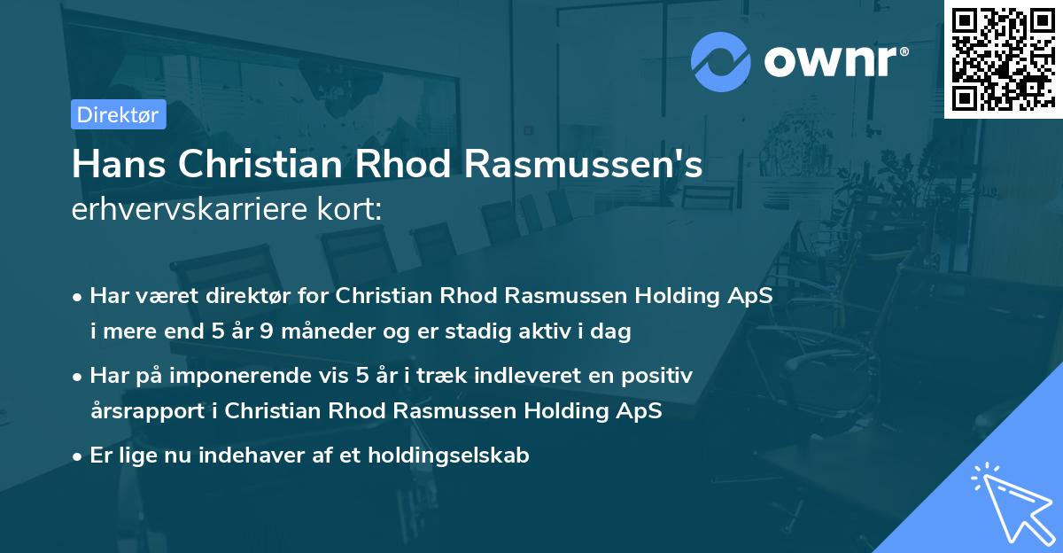 Hans Christian Rhod Rasmussen's erhvervskarriere kort