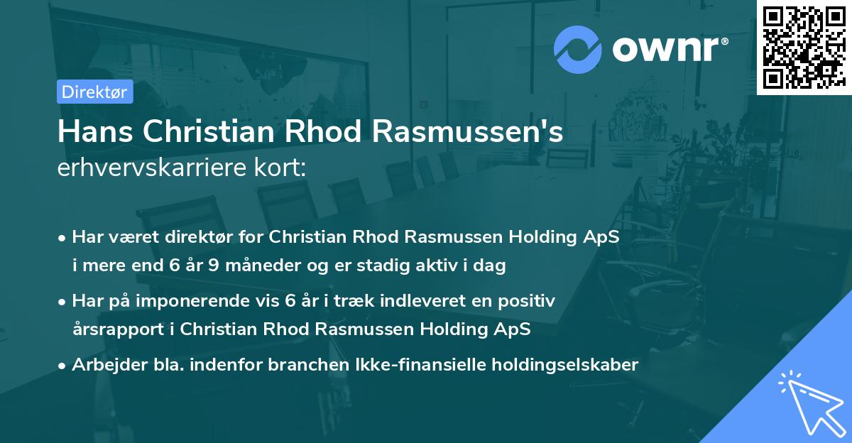 Hans Christian Rhod Rasmussen's erhvervskarriere kort