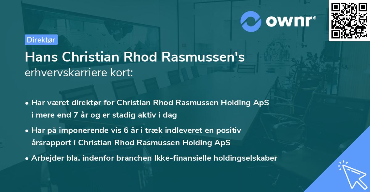 Hans Christian Rhod Rasmussen's erhvervskarriere kort