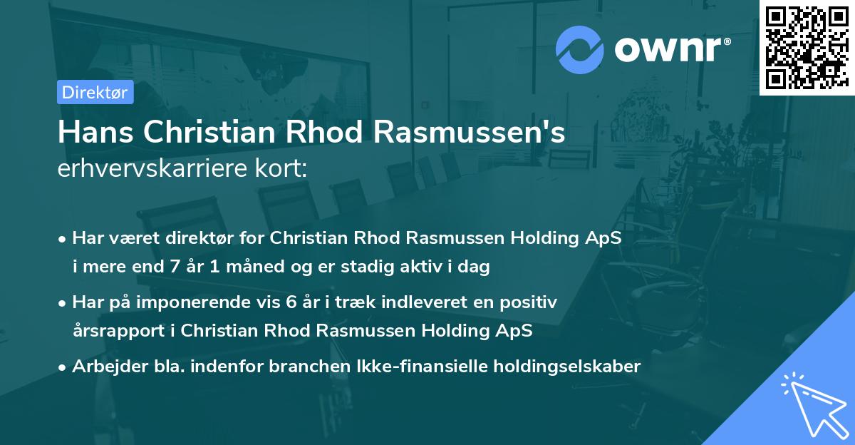 Hans Christian Rhod Rasmussen's erhvervskarriere kort