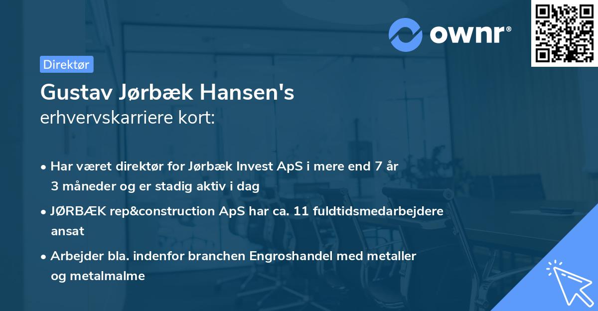 Gustav Jørbæk Hansen's erhvervskarriere kort