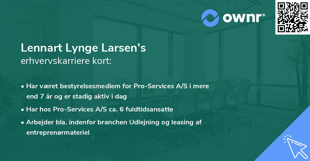 Lennart Lynge Larsen's erhvervskarriere kort