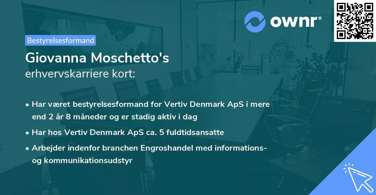 Giovanna Moschetto's erhvervskarriere kort