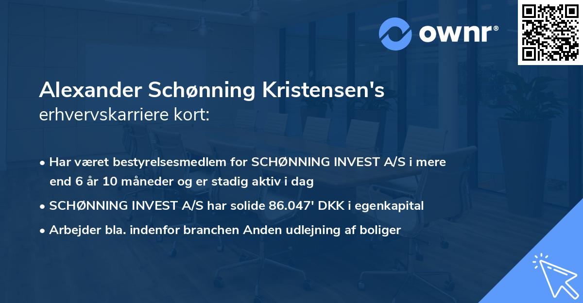 Alexander Schønning Kristensen's erhvervskarriere kort
