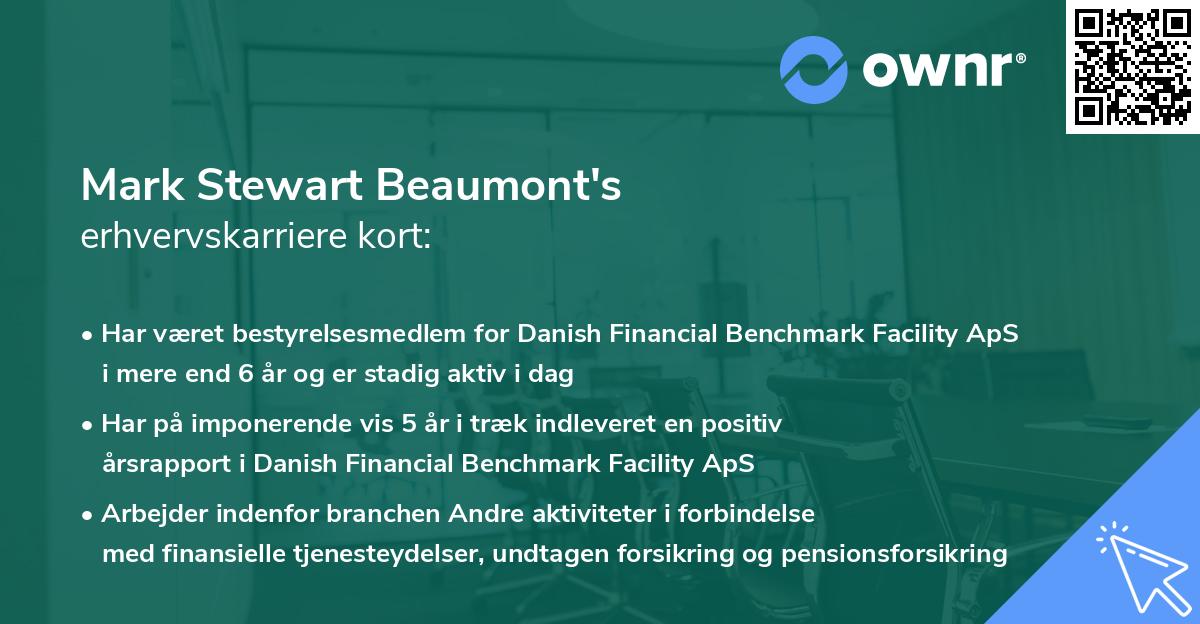 Mark Stewart Beaumont's erhvervskarriere kort