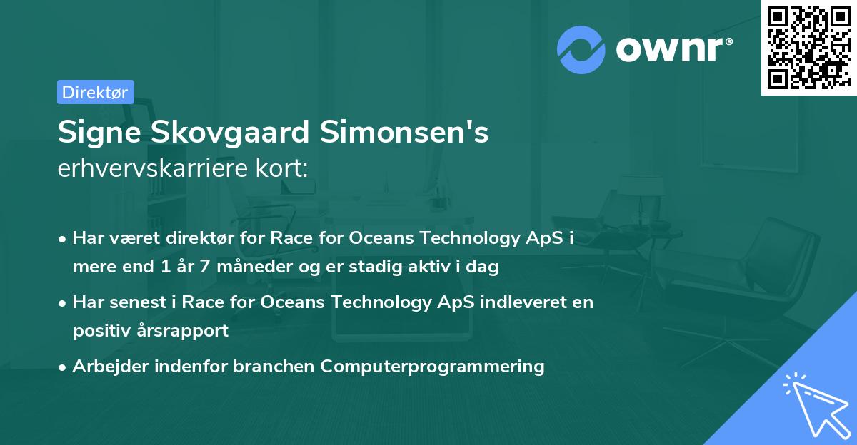Signe Skovgaard Simonsen's erhvervskarriere kort