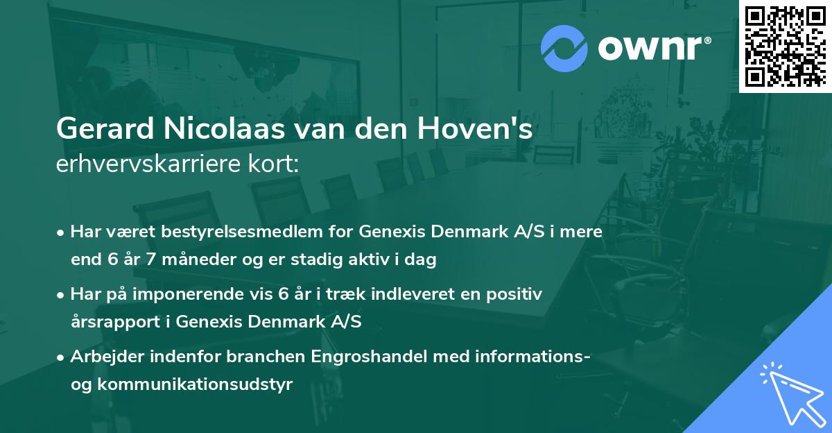 Gerard Nicolaas van den Hoven's erhvervskarriere kort