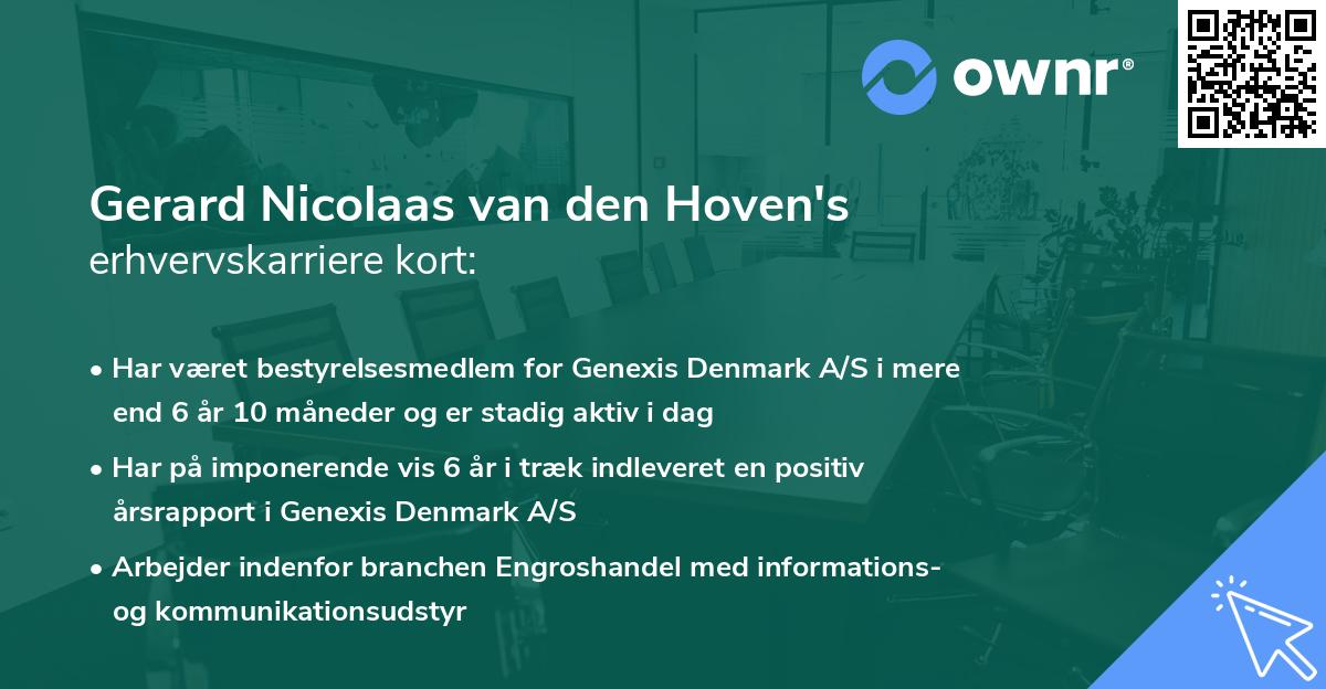 Gerard Nicolaas van den Hoven's erhvervskarriere kort