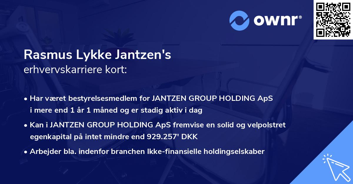 Rasmus Lykke Jantzen's erhvervskarriere kort